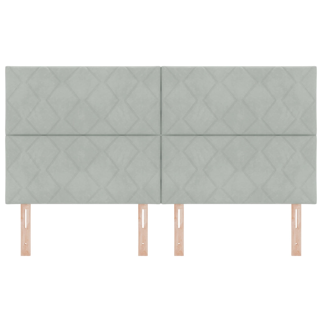 testiera Design a Blocchi di Diamante Grigia Chiara 180 cm in Velluto