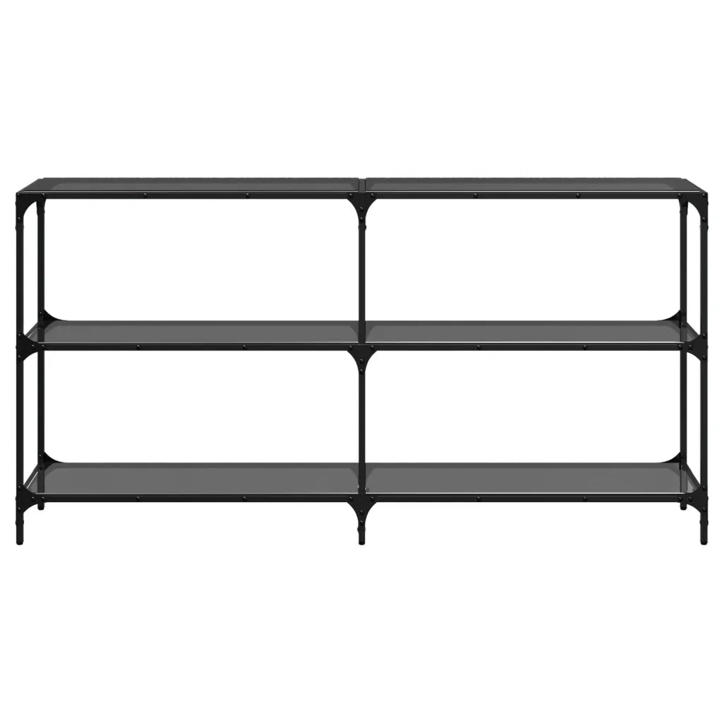 Tavolino Consolle con Piano in Vetro Nero 158,5x30x81cm Acciaio 846033