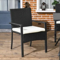 Set da Giardino 7 Pezzi in Rattan PE con Tavolo da Pranzo 150x90x72 cm e 6 Sedie 58x62x87 cm con Cuscini