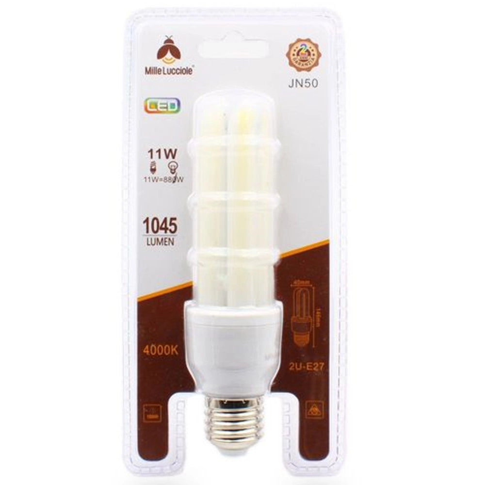 Trade Shop - Lampadina Led E27 11w 2u Tubolare Opaca Luce Fredda 6500k Naturale 4000k Calda 3000k -