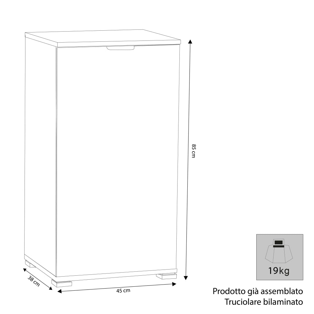 Armadietto da Bagno con un'anta  in Legno Composito cm 45x38x85 - LALO
