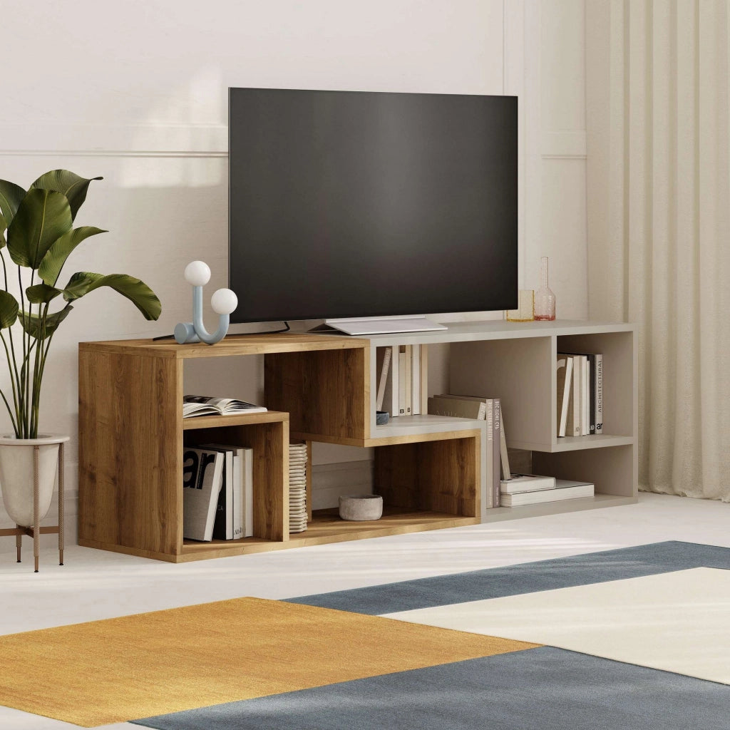 Mobile TV modulare in legno "Glis" - 145 x 35 x 44 cm - Beige