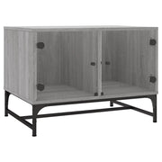Tavolino salotto | Tavolino da caff¨¨ | Tavolino da Soggiorno con Ante in Vetro Grigio Sonoma 68,5x50x50 cm