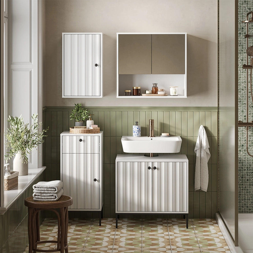 Vicco Set di mobili da bagno Ondulazione bianca 4 parti