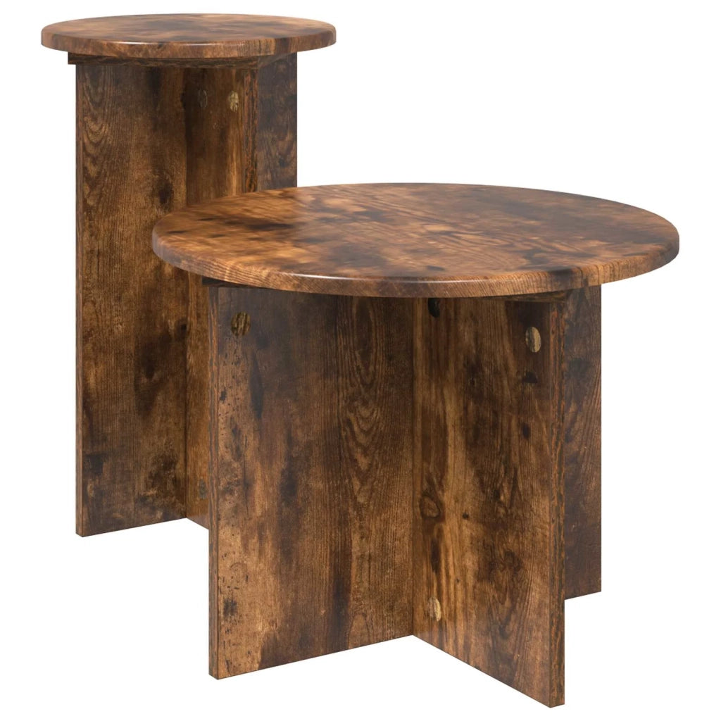 Set tavolini 2 pz Rovere Fumo Ø 45 x 35 cm Legno ingegnerizzato 8001033