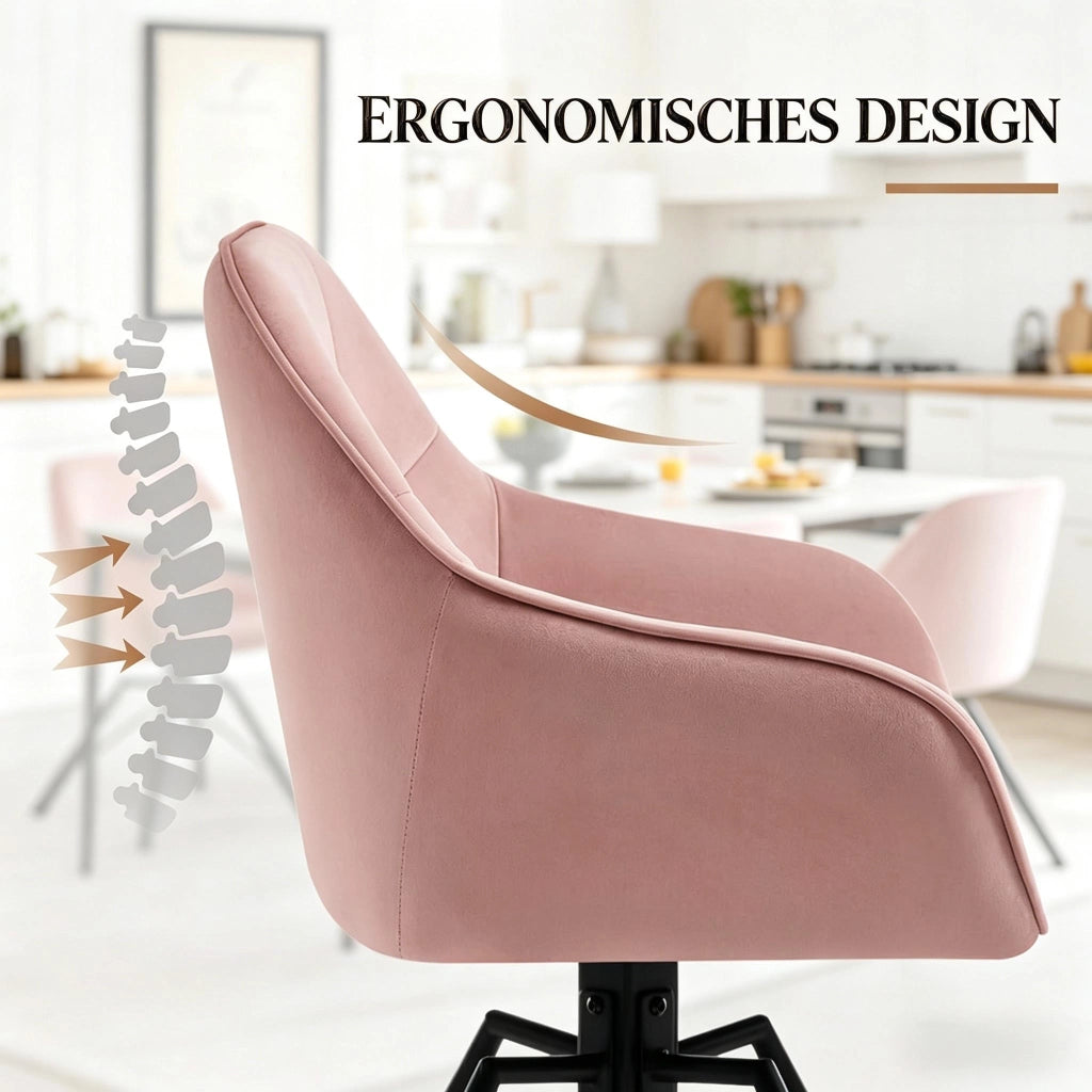 SEDIA Girevole da pranzo 58,5 x 82,5 x 54,5 cm Velluto Rosa Set 2 pezzi