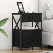 Armadio da Notte Rovere Nero 40 x 31 x 60 cm Legno multistrato 859490