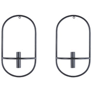 Set di 2 portacandele da parete in metallo nero, stile minimalista ideale per interni ed esterni
