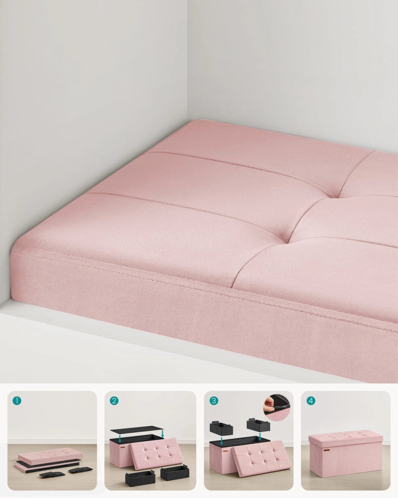 Valora PUFA - LSF247R01 Pouf organizer in velluto MDF rosa pastello