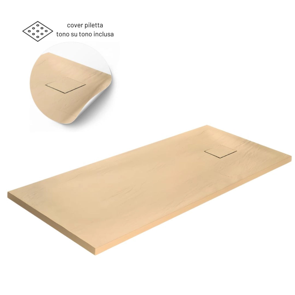 Piatto doccia beige mineral marmo resina antiscivolo h4 cm *** misure l100 x p70 x h4 cm, confezione 1