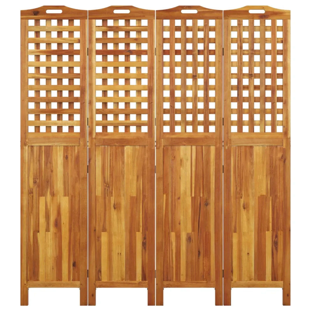 Divisorio Ambienti | Divider per stanze | Paravento a 4 Pannelli 162x2x180 cm Legno Massello di Acacia