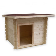 Cuccia in legno per cani 98x77 cm - Pareti 16 mm - Pavimento e tetto inclusi - Tetto bitumato rosso - Modello Lilly