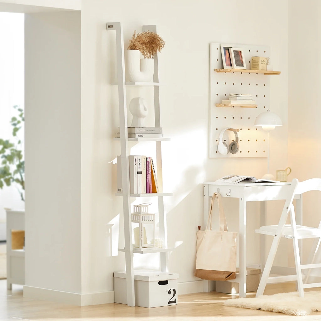 Libreria,mensola Scala,mensola angolare,scaffale componibile,con 4 ripiani Bianco FRG15-W