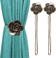 Raffialettori magnetici per tende, 1 coppia di fermaglie per tende in resina di camelia con forti magneti permanenti per decorazione casa, caffè, ufficio - bronzo.