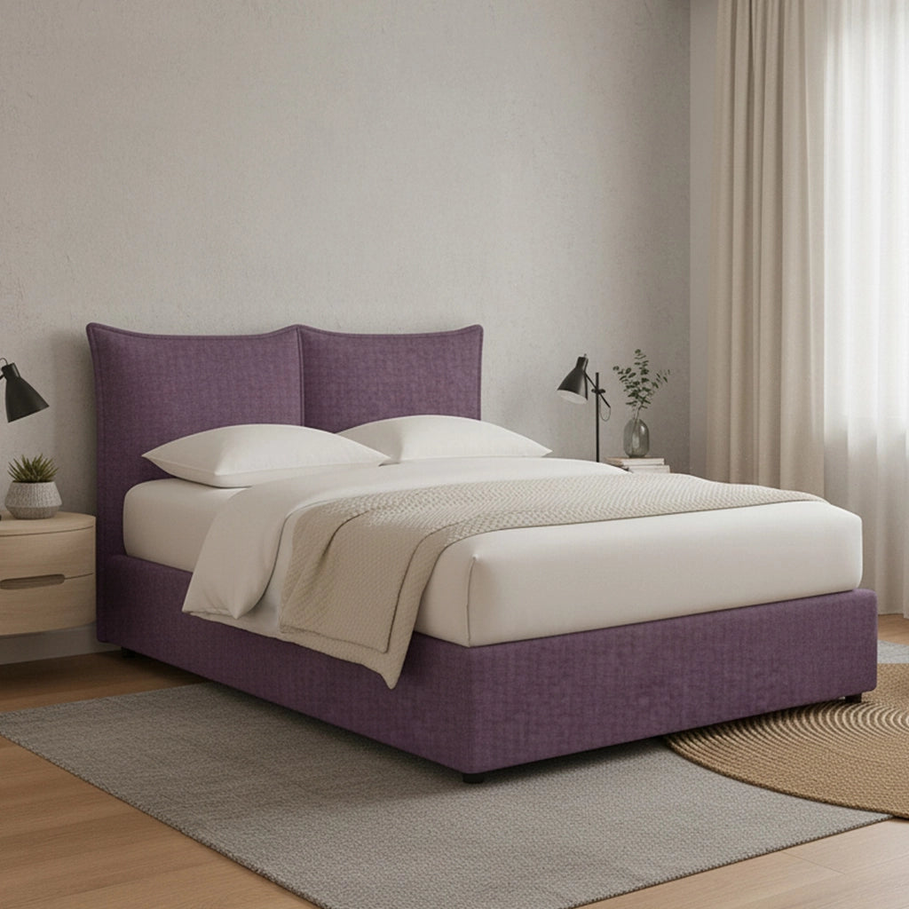 Wetherby, Letto Matrimoniale Sfoderabile Made in Italy, Viola Lilla