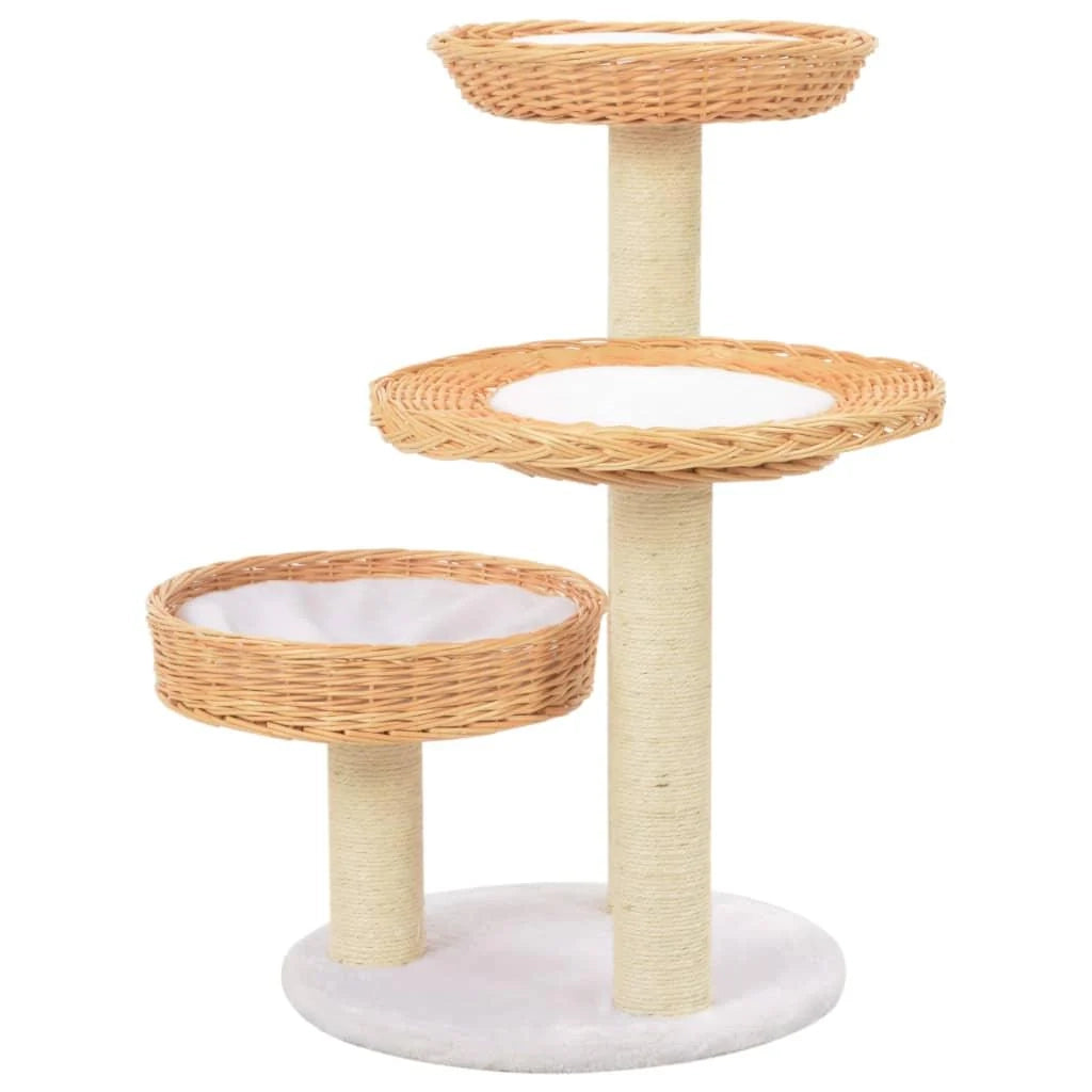 Tiragraffi albero per gatti cuccia per gatti giocattolo peluche in sisal naturale e legno di salice 3702248