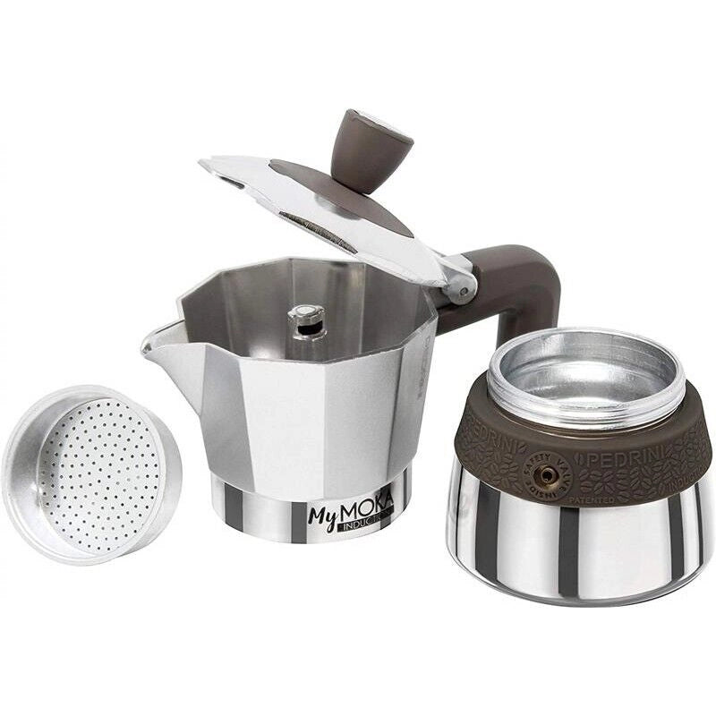 PEDRINI MY MOKA CAFFETTIERA 3 TAZZE INDUZIONE ACCIAIO INOX SILICONE BLU NOTTE