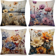 Set di coperture per cuscini in lino 40 cm x 40 cm a 4 pezzi con fiori gialli quadrati per cuscini 40 x 40 cm decorativi coperture per cuscini per divano sierkussenslopen per esterno arredamento da soggiorno