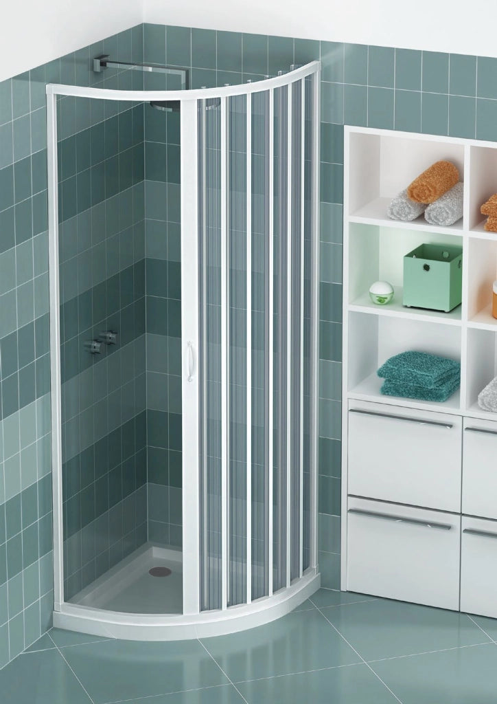 Box doccia apertura laterale a soffietto in pvc h.185cm Doliso Legrese Bianco,75x75cm (Raggio 38cm)
