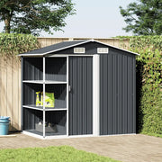 Capanno da Giardino con Scaffali Antracite 205x130x183 cm Ferro