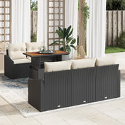 Set da pranzo da giardino da 6 pezzi con cuscini in rattan nero