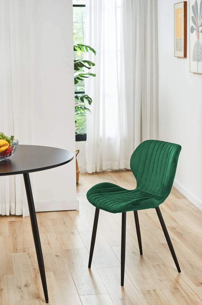 Set di 2 Sedie da Pranzo in Velluto SJ.17 Verde Bottiglia