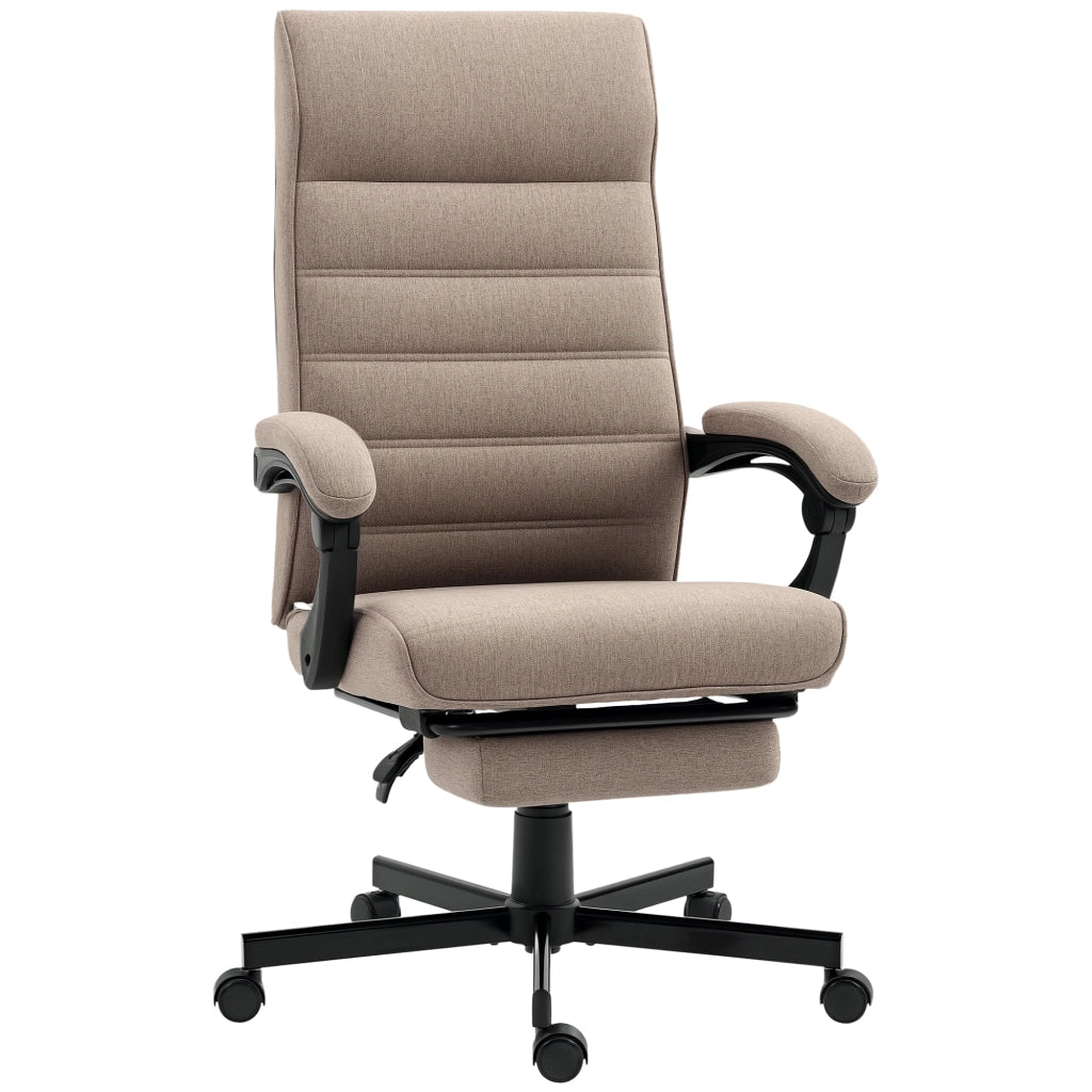 Sedia da Ufficio con Altezza Regolabile, Poggiapiedi Incluso e Seduta Imbottita, 68x67x109-119 cm, Marrone