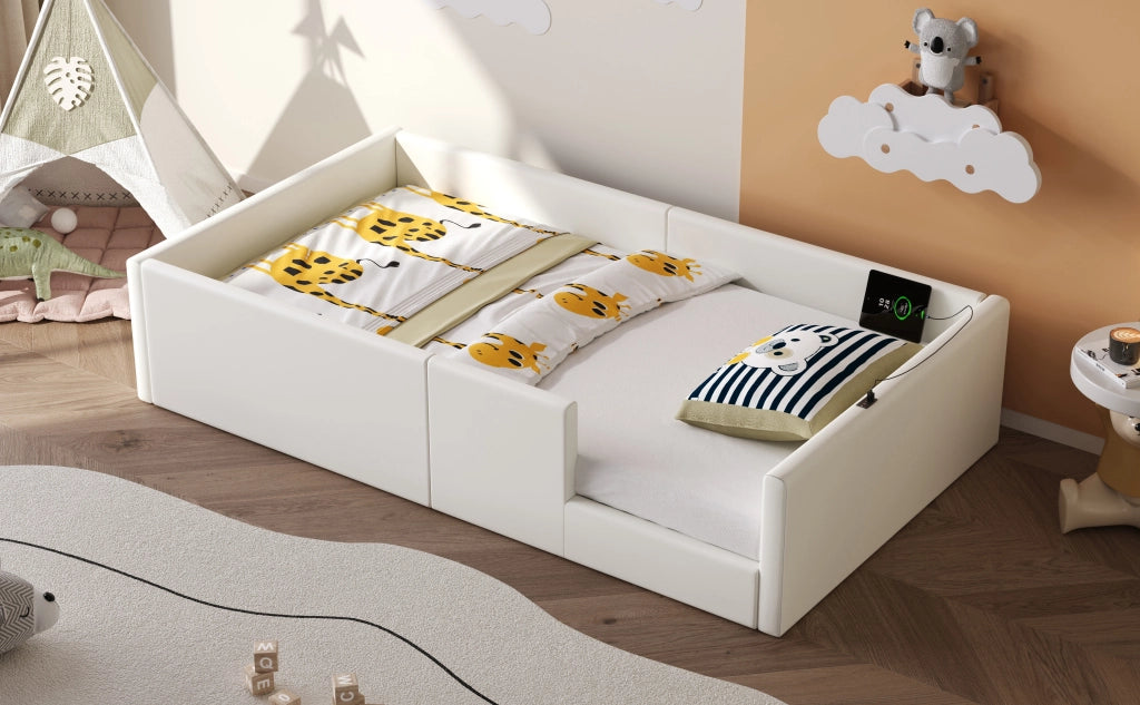 letto a piattaforma imbottito mdf pu bianco 90 x 200 cm