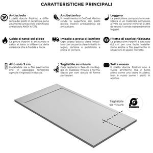 Piatto Doccia 80x100 cm in Pietra Bonussi Kamet Bianco