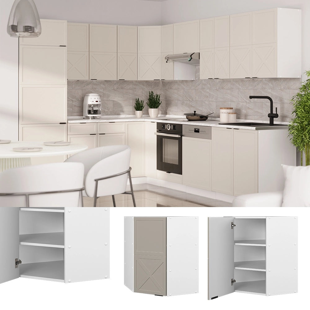 Mobile angolare da cucina Fame-Line GrigioBeige/Bianco 57 cm Vicco