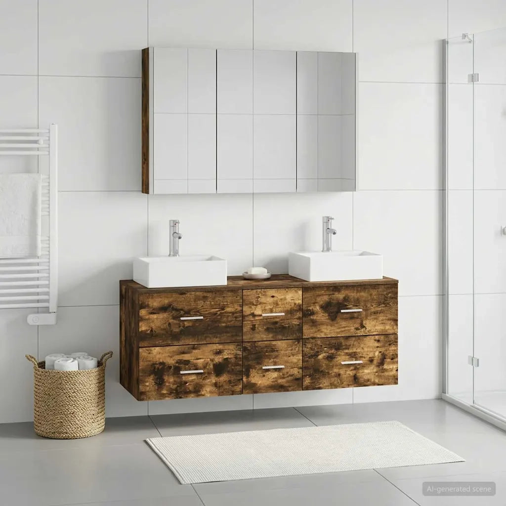 Set di mobili per il bagno 4 pcs Rovere Fumo 3406827