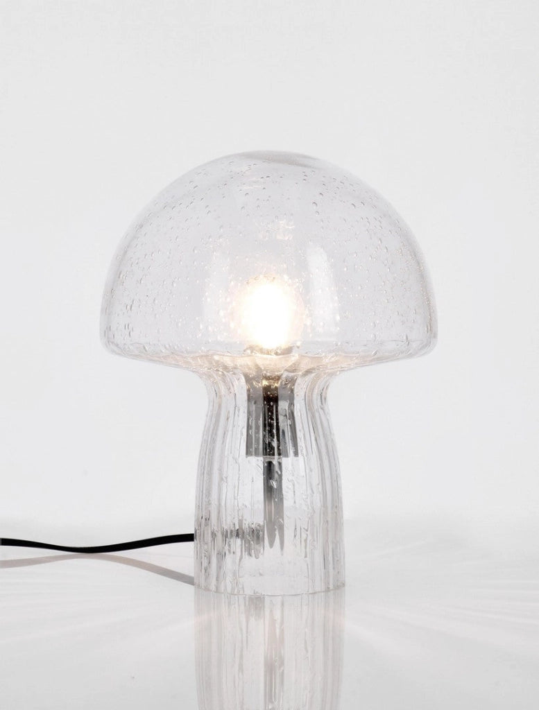 Lampada da Tavolo a Fungo in Vetro Bianco Maculato H25,5 - MEI-XIN