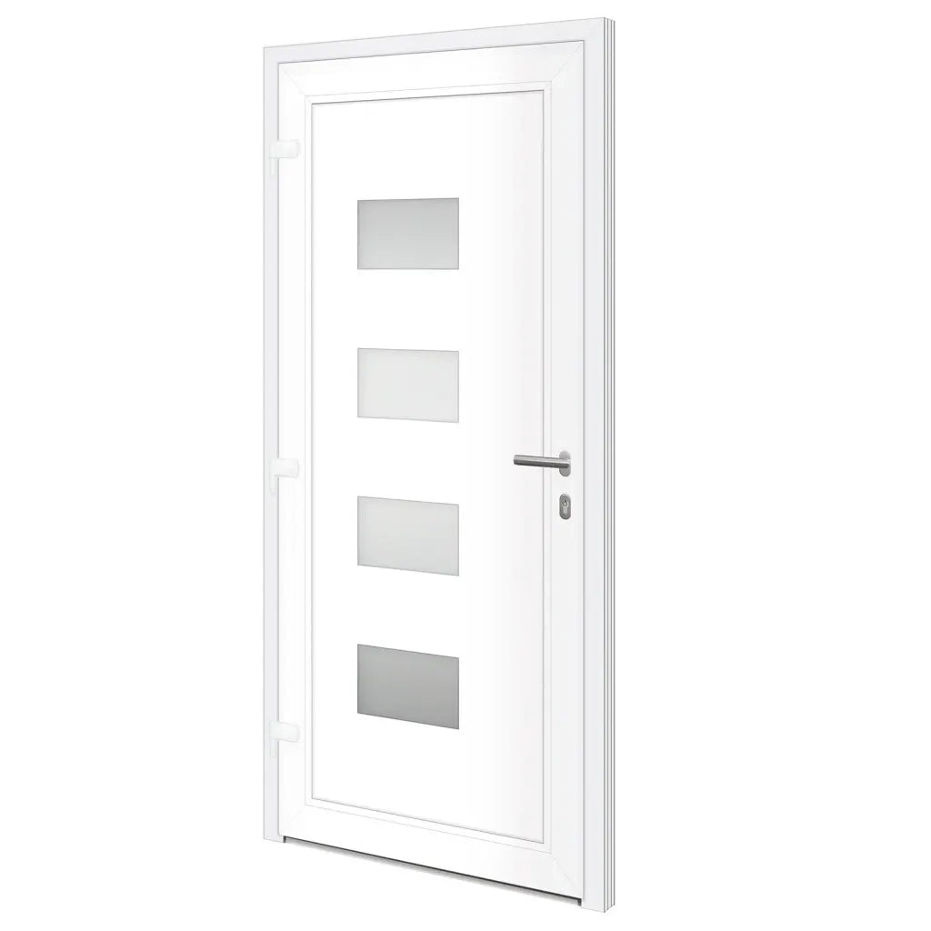 Porta Ingresso Bianca 100x210 cm in Alluminio e PVC 3157066