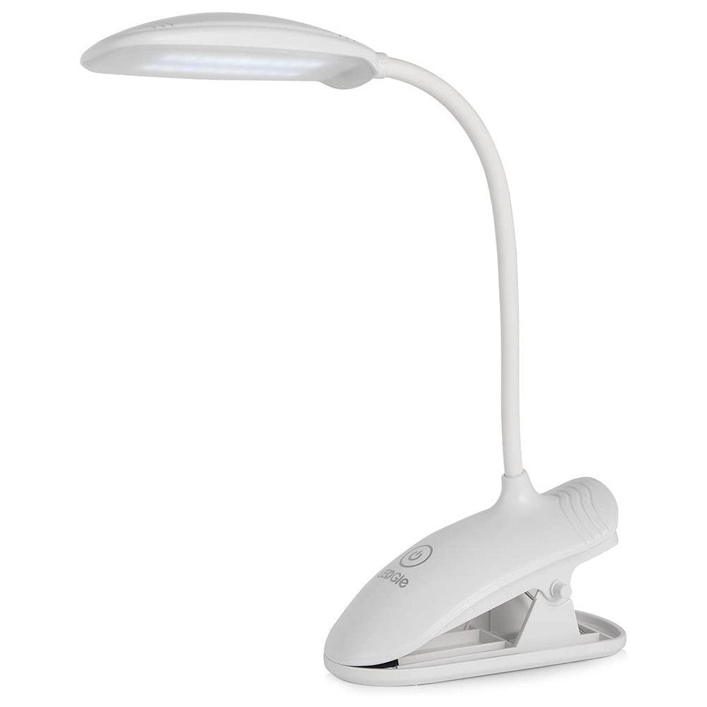 Trade Shop - Lampada Da Tavolo Scrivania A Led Luce Ricaricabile Touch Snodabile Con Pinza -