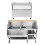 Postazione Bar Cocktail Mobile con Carrello Portaghiaccio 109L su Ruote