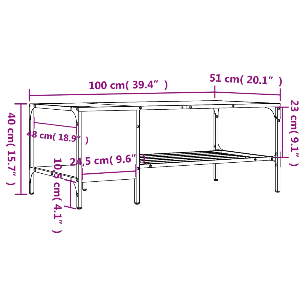 Tavolino Salotto Ripiano Grigio Sonoma 100x51x40cm Multistrato 837735