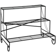 Portapiante 3 Ripiani 95x 63x 72 cm in Ferro Battuto Nero