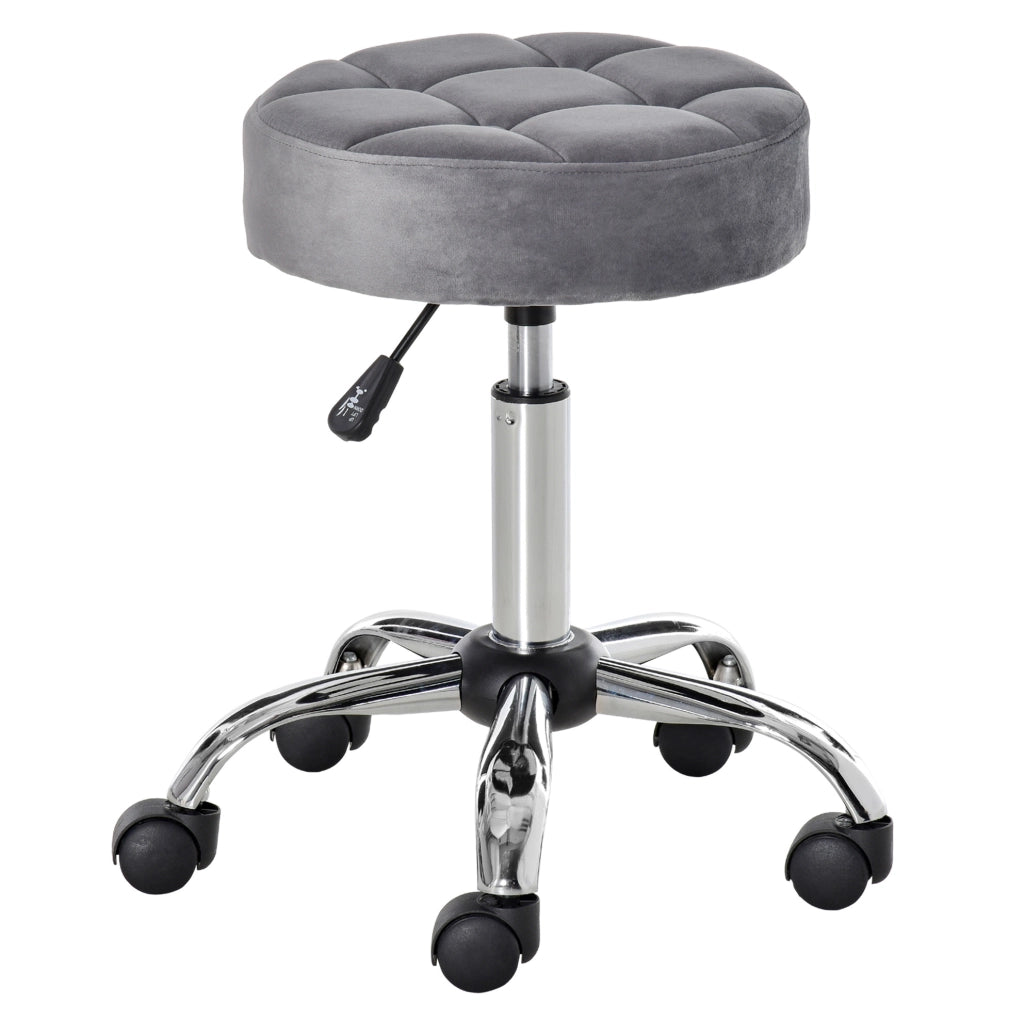 Sgabello da salone girevole con ruote, grigio chiaro
