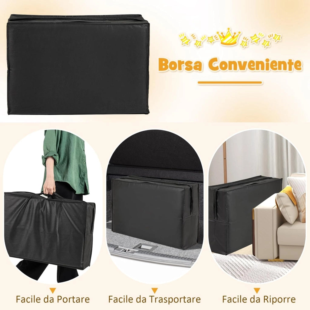 Divano Pieghevole 3 in 1, Tappetino per Bambini Brilla al Buio con Copertura Rimovibile e Lavabile in Lavatrice, Materasso a 3 Pieghe per Soggiorno e Cameretta, Grigio