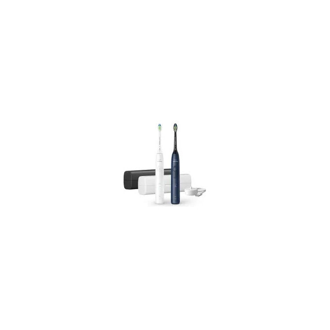 Philips, Spazzolino Elettrico Sonico Serie 5500, Bianco e Nero, Pacco da 2