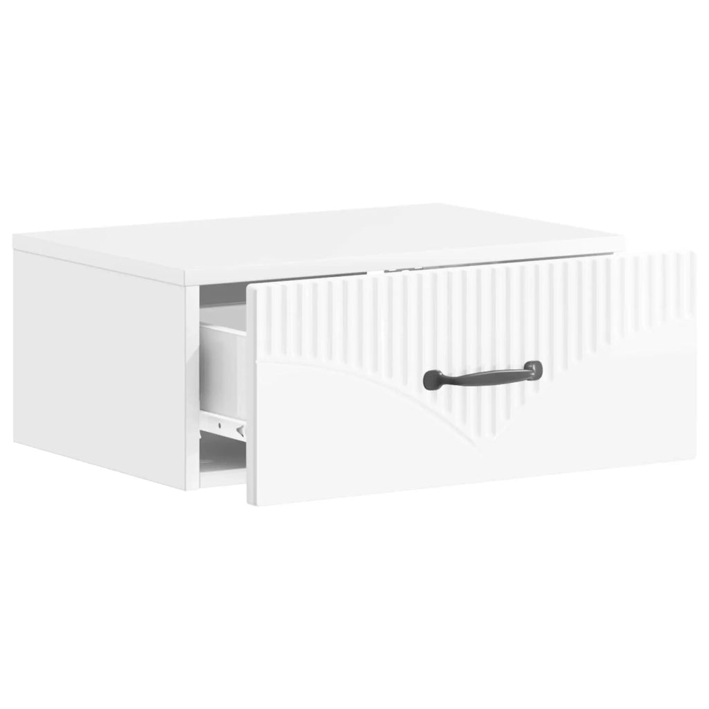 Mobiletto da notte a muro Bianco Lucido 49 x 34,5 x 20 cm 898963