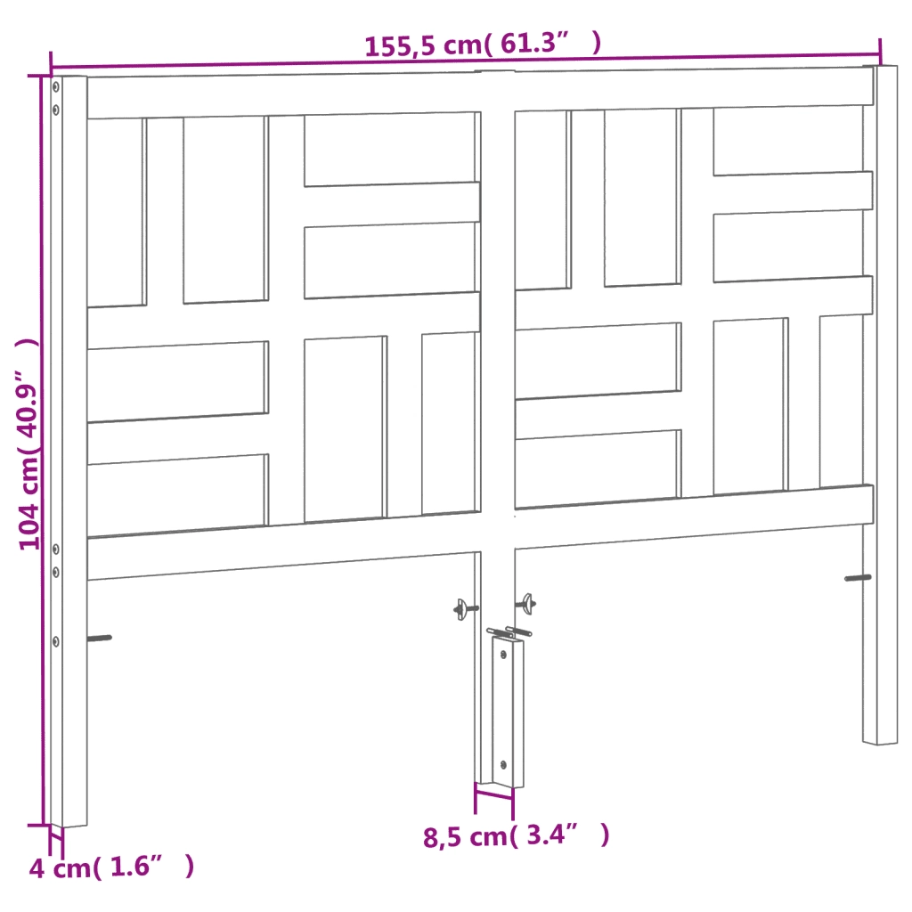 Testiera Marrone Cera 150 cm in Legno Massello di Pino 844262
