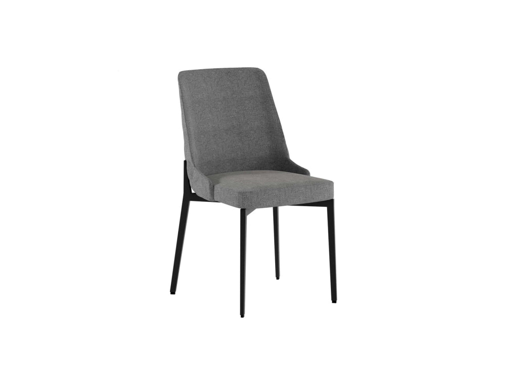 Sedia Ambra con seduta e schienale in tessuto easy-clean grigio scuro - Struttura e gambe in metallo resistente per arredo