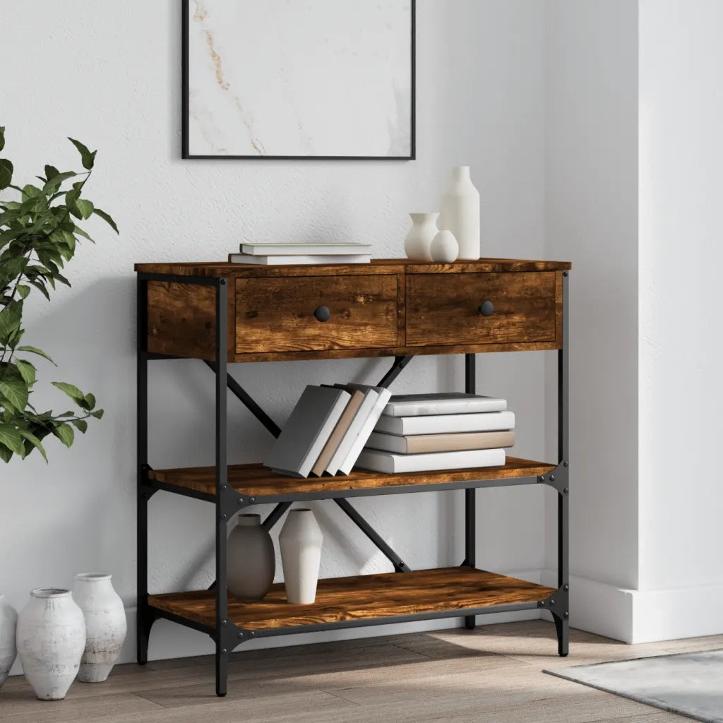 Tavolino Consolle-Tavolino da soggiorno-Tavolo Rovere Fumo 75x34,5x75cm Legno Multistrato 994478