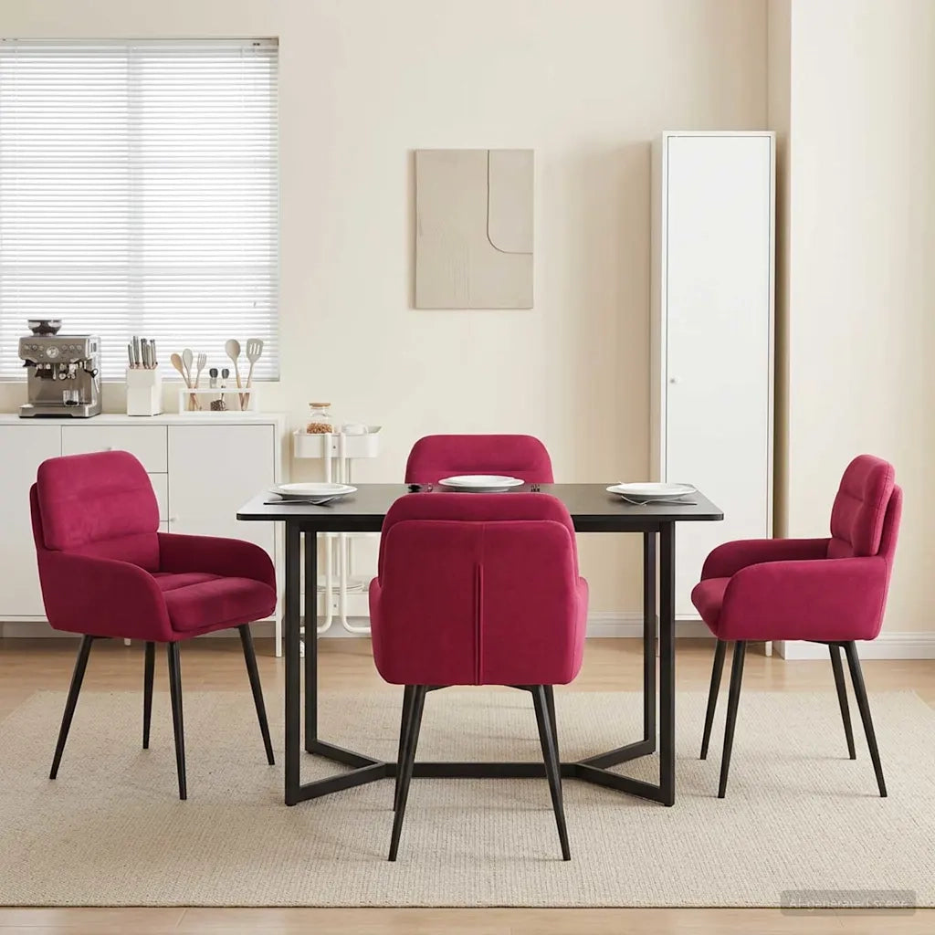 Sedie da pranzo 4 pz Velluto Rosso Vino 59 x 59,5 x 90 cm 3428241
