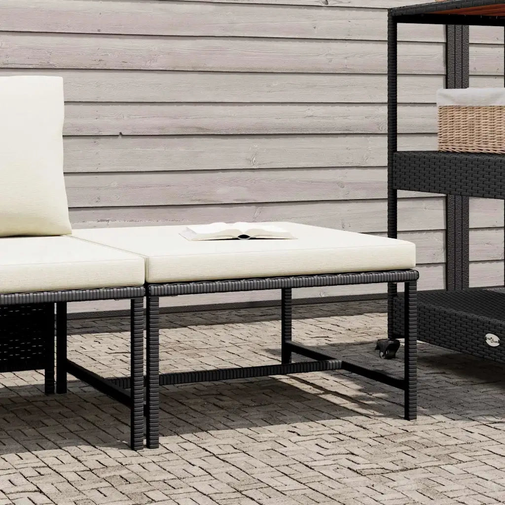 Sedia da giardino-Poggiapiedi Modulare con Cuscino in Polyrattan Nero