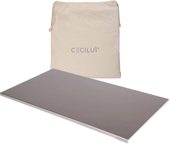 Piastra di acciaio inossidabile per la lavorazione con tasca in cotone – Piastra da taglio professionale per cucina, casa, bar e ristorante – Disponibile in diverse dimensioni (70 x 50 cm)