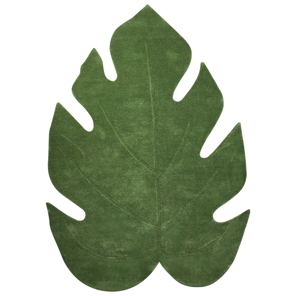 Tappeto a forma di foglia tuftato a mano 160 x 230 cm verde elemento decorativo