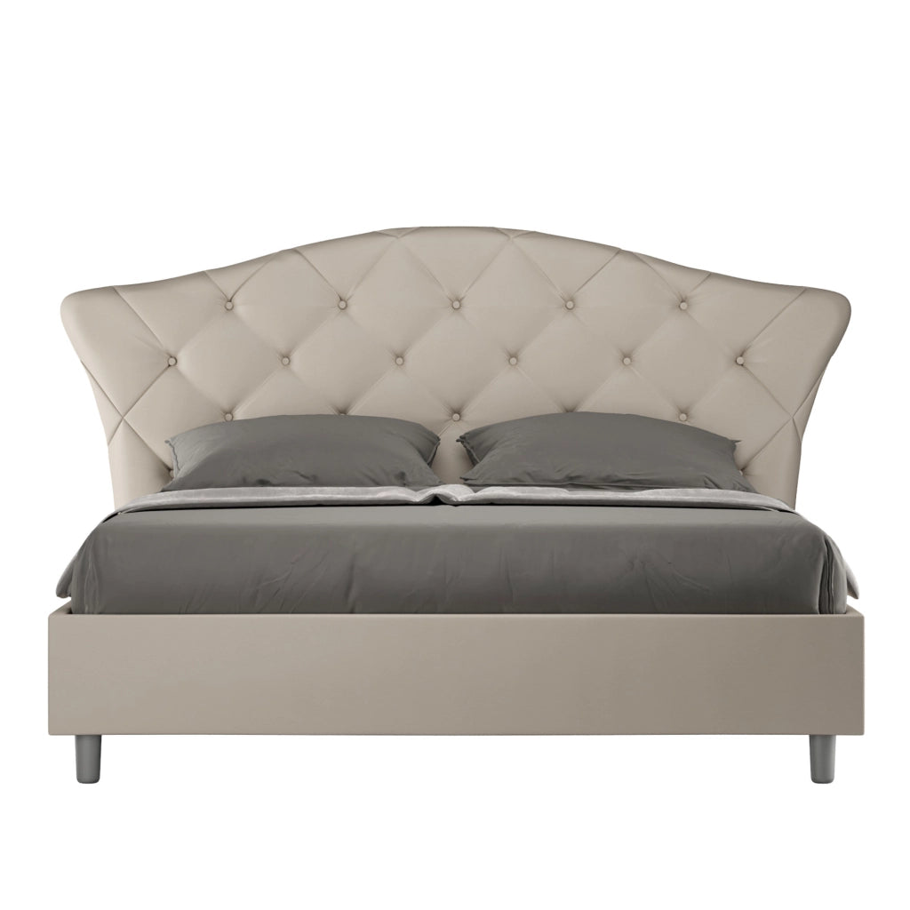 BS COM Letto matrimoniale contenitore doppia alzata imbottito 160x190 similpelle tortora