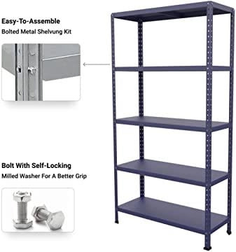 SCAFFALE IN METALLO BLU ETTORE KIT BULLONI 100 X 40 X H 187 CM 5 RIPIANI